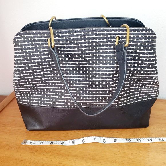 Fossil Lane Satchel Handbag Black Stripe ZB7480080 Casual Tote - Picture 10 of 11